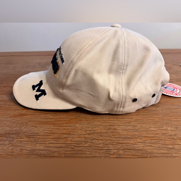 Vintage Michigan Wolverines Unisex Gold Blue Cream Football Ball Hat with Tags - Picture 5 of 10